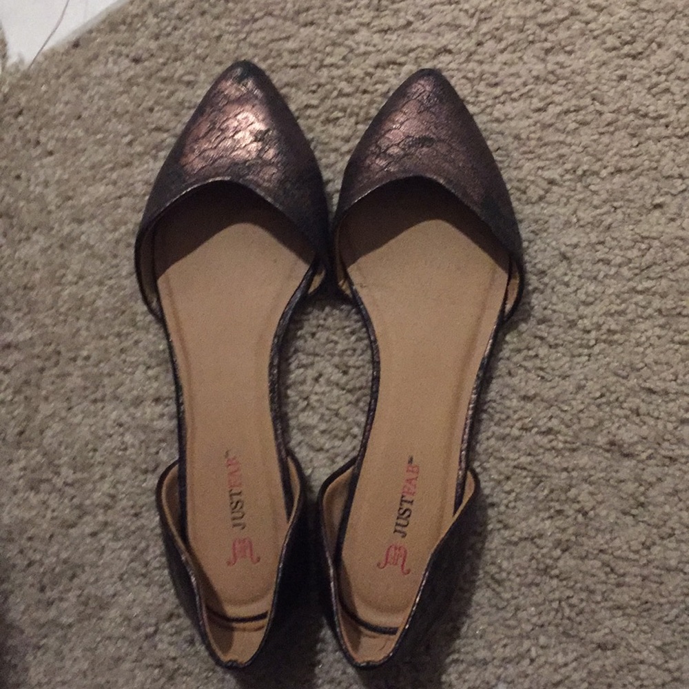 Just fab black and gold flats